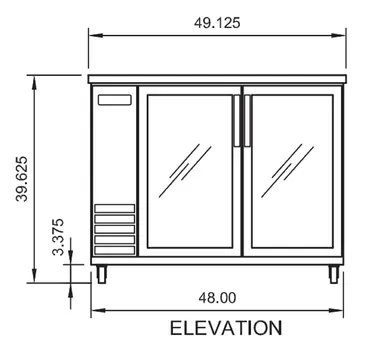 Arctic Air ABB48G Black 2 Glass Door Refrigerated Back Bar Storage Cabinet, 115 Volts