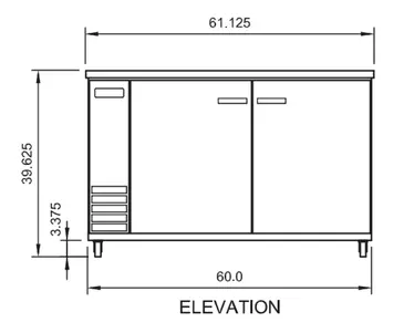 Arctic Air ABB60 Black 2 Solid Door Refrigerated Back Bar Storage Cabinet, 115 Volts