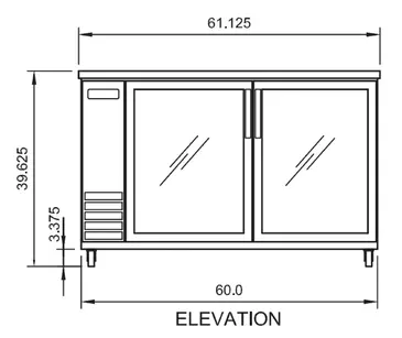 Arctic Air ABB60G Black 2 Glass Door Refrigerated Back Bar Storage Cabinet, 115 Volts