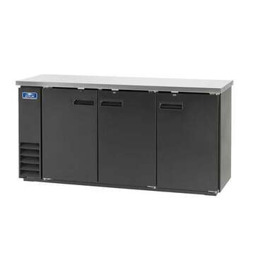 Arctic Air ABB72 Black 3 Solid Door Refrigerated Back Bar Storage Cabinet, 115 Volts