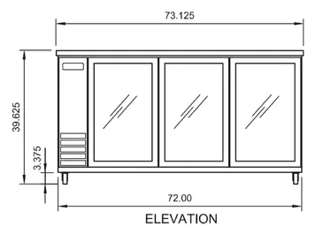 Arctic Air ABB72G Black 3 Glass Door Refrigerated Back Bar Storage Cabinet, 115 Volts