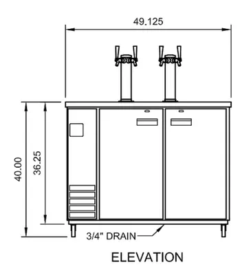 Arctic Air ADD48R-2 4 Taps 1/2 Barrel Draft Beer Cooler - Black, 2 Kegs Capacity, 115 Volts