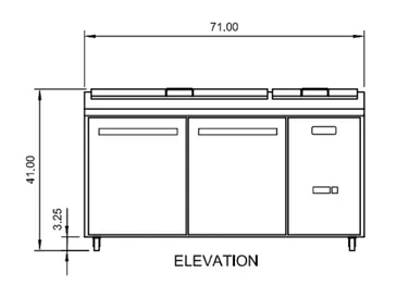 Arctic Air APP71R 71'' 2 Door Counter Height Refrigerated Pizza Prep Table