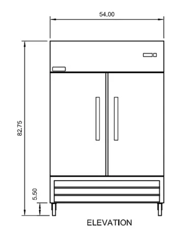 Arctic Air AR49 54'' 49 cu. ft. Bottom Mounted 2 Section Solid Door Reach-In Refrigerator