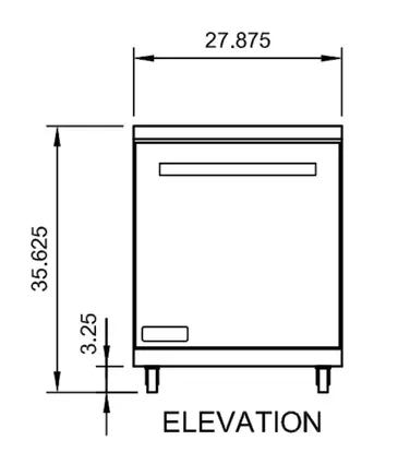 Arctic Air AUC27F 27.88'' 1 Door Counter Height Worktop Freezer with Side / Rear Breathing Compressor - 6.5 cu. ft.