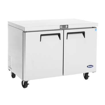 Atosa USA MGF36RGR 36.31'' 2 Section Undercounter Refrigerator with 2 Left/Right Hinged Solid Doors and Side / Rear Breathing Compressor