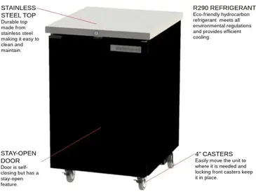 Beverage Air BB24HC-1-F-S Black 1 Solid Door Refrigerated Back Bar Storage Cabinet, 115 Volts