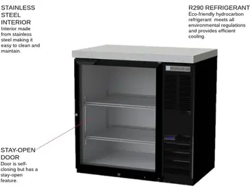 Beverage Air BB36HC-1-FG-S-27 Black 1 Glass Door Refrigerated Back Bar Storage Cabinet, 115 Volts