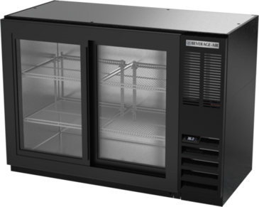 Beverage Air BB48HC-1-F-GS-B Black 2 Glass Door Refrigerated Back Bar Storage Cabinet, 115 Volts