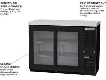 Beverage Air BB48HC-1-F-GS-B Black 2 Glass Door Refrigerated Back Bar Storage Cabinet, 115 Volts