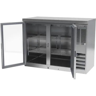 Beverage Air BB48HC-1-FG-S-27 Silver 2 Glass Door Refrigerated Back Bar Storage Cabinet, 115 Volts