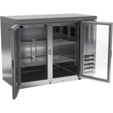 Beverage Air BB48HC-1-FG-S-27 Silver 2 Glass Door Refrigerated Back Bar Storage Cabinet, 115 Volts