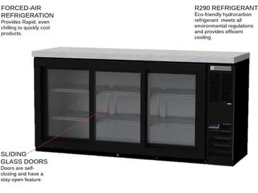 Beverage Air BB72HC-1-F-GS-B-27 Black 3 Glass Door Refrigerated Back Bar Storage Cabinet, 115 Volts