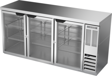 Beverage Air BB72HC-1-FG-S-27 Silver 3 Glass Door Refrigerated Back Bar Storage Cabinet, 115 Volts