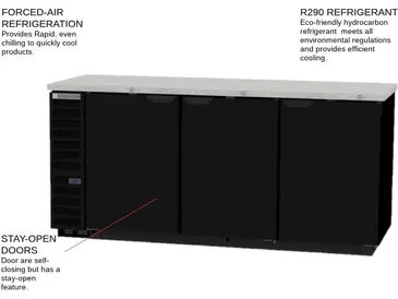 Beverage Air BB78HC-1-F-S Silver 3 Solid Door Refrigerated Back Bar Storage Cabinet, 115 Volts