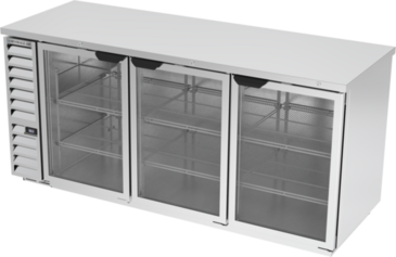 Beverage Air BB78HC-1-FG-S Silver 3 Glass Door Refrigerated Back Bar Storage Cabinet, 115 Volts