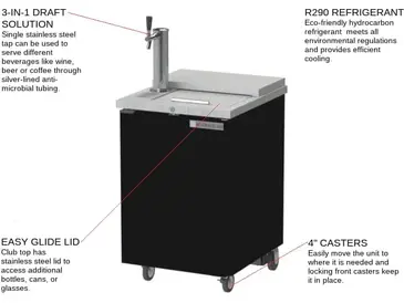 Beverage Air BM23HC-C-S 1 Tap 1/2 Barrel Draft Beer Cooler - Stainless Steel, 1 Keg Capacity, 115 Volts