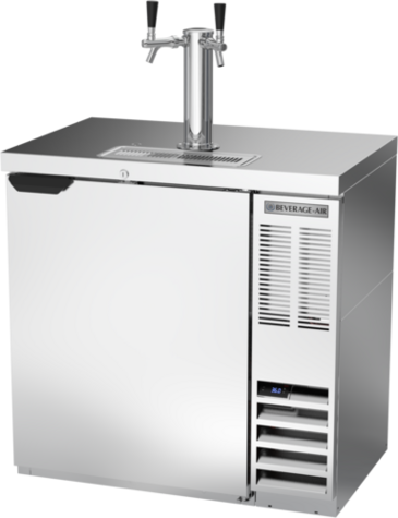 Beverage Air DD36HC-1-S 2 Taps 1/2 Barrel Draft Beer Cooler - Stainless Steel, 1 Keg Capacity, 115 Volts