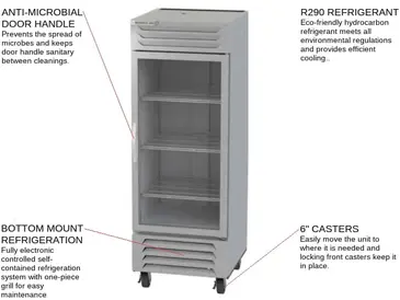 Beverage Air FB27HC-1G 30'' 26.57 cu. ft. Bottom Mounted 1 Section Glass Door Reach-In Freezer