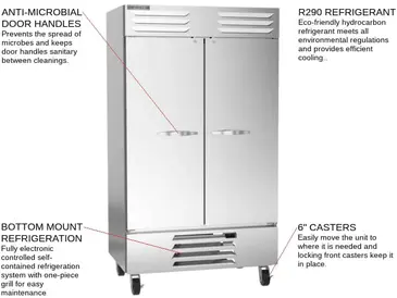 Beverage Air FB44HC-1S 47'' 44.0 cu. ft. Bottom Mounted 2 Section Solid Door Reach-In Freezer