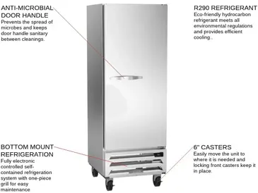 Beverage Air HBF12HC-1 24'' 11.9 cu. ft. Bottom Mounted 1 Section Solid Door Reach-In Freezer