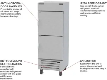 Beverage Air HBF27HC-1-HS 30'' 26.57 cu. ft. Bottom Mounted 1 Section Solid Half Door Reach-In Freezer