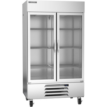 Beverage Air HBR44HC-1-G 47'' 40.2 cu. ft. Bottom Mounted 2 Section Glass Door Reach-In Refrigerator