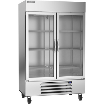 Beverage Air HBR49HC-1-G 52'' 46.13 cu. ft. Bottom Mounted 2 Section Glass Door Reach-In Refrigerator