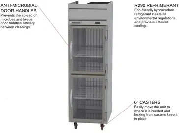 Beverage Air HFPS1HC-1HG 26'' 21.06 cu. ft. Top Mounted 1 Section Glass Half Door Reach-In Freezer