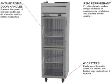 Beverage Air HFS1HC-1HG 26'' 21.06 cu. ft. Top Mounted 1 Section Glass Half Door Reach-In Freezer