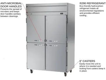 Beverage Air HR2HC-1HS 52.00'' 45.2 cu. ft. Top Mounted 2 Section Solid Half Door Reach-In Refrigerator