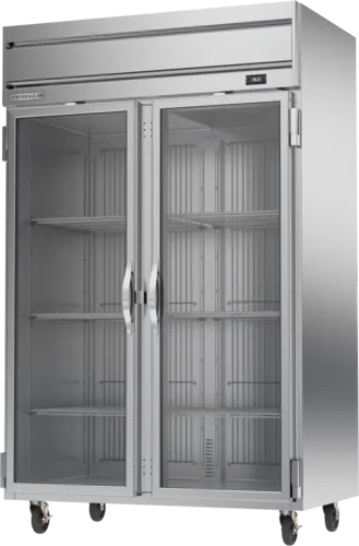 Beverage Air HRPS2HC-1G 52.00'' 46.88 cu. ft. Top Mounted 2 Section Glass Door Reach-In Refrigerator