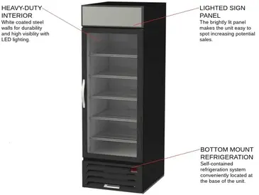 Beverage Air MMR23HC-1-B 27'' Black 1 Section Swing Refrigerated Glass Door Merchandiser