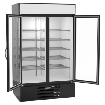 Beverage Air MMR44HC-1-B 47'' Black 2 Section Swing Refrigerated Glass Door Merchandiser