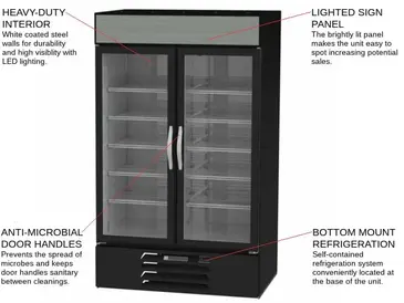 Beverage Air MMR44HC-1-B 47'' Black 2 Section Swing Refrigerated Glass Door Merchandiser