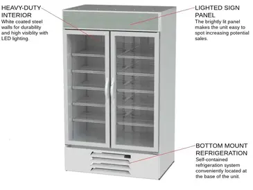 Beverage Air MMR44HC-1-W 47'' White 2 Section Swing Refrigerated Glass Door Merchandiser