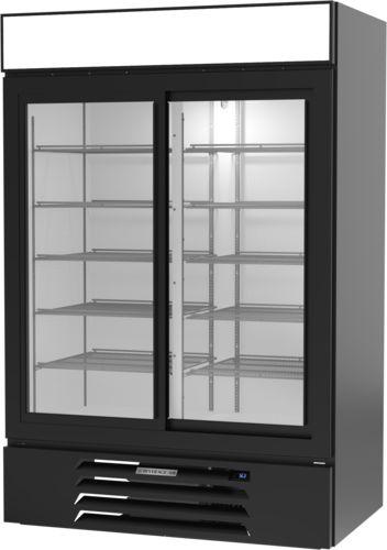 Beverage Air MMR45HC-1-B 52'' Black 2 Section Sliding Refrigerated Glass Door Merchandiser