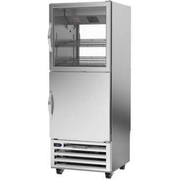 Beverage Air RID18HC-HGS 27.25'' 18.0 cu. ft. 1 Section Glass/Solid Half Door Pass-Thru Refrigerator