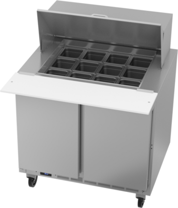 Beverage Air SPE36HC-12M 36'' 2 Door Counter Height Mega Top Refrigerated Sandwich / Salad Prep Table