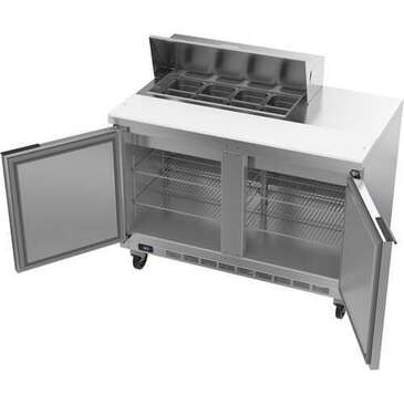 Beverage Air SPE48HC-08 48'' 2 Door Counter Height Refrigerated Sandwich / Salad Prep Table with Standard Top