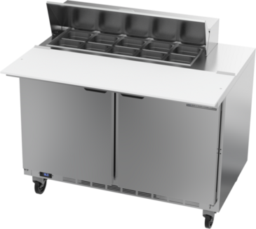 Beverage Air SPE48HC-10C 48'' 2 Door Counter Height Refrigerated Sandwich / Salad Prep Table with Cutting Top