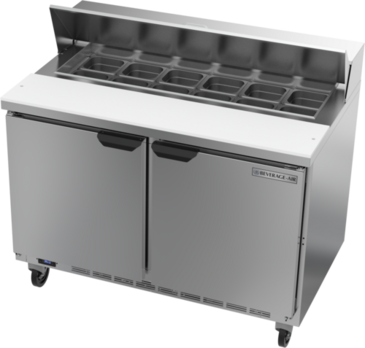 Beverage Air SPE48HC-12 48'' 2 Door Counter Height Refrigerated Sandwich / Salad Prep Table with Standard Top