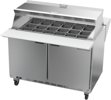 Beverage Air SPE48HC-18M-DS 48'' 2 Door Counter Height Mega Top Refrigerated Sandwich / Salad Prep Table