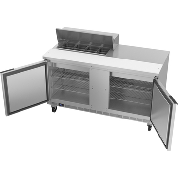 Beverage Air SPE60HC-08 60'' 2 Door Counter Height Refrigerated Sandwich / Salad Prep Table with Standard Top