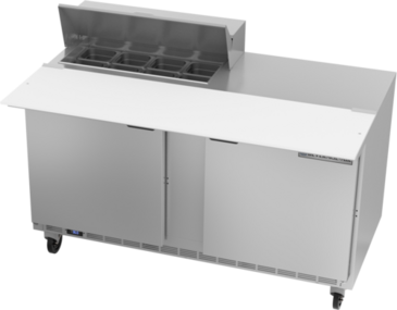 Beverage Air SPE60HC-08C 60'' 2 Door Counter Height Refrigerated Sandwich / Salad Prep Table with Cutting Top