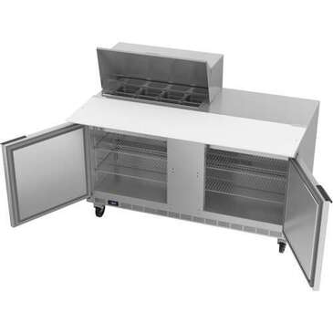 Beverage Air SPE60HC-08C 60'' 2 Door Counter Height Refrigerated Sandwich / Salad Prep Table with Cutting Top