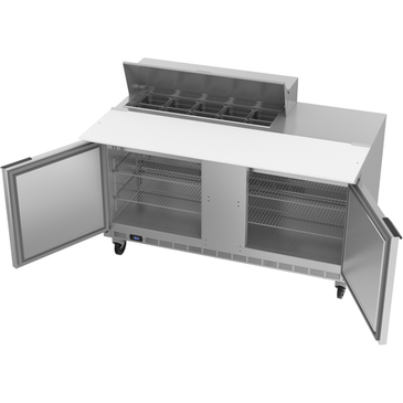 Beverage Air SPE60HC-10C 60'' 2 Door Counter Height Refrigerated Sandwich / Salad Prep Table with Cutting Top