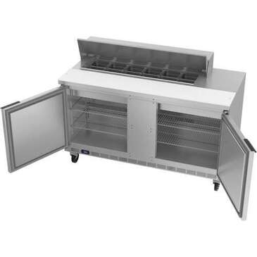 Beverage Air SPE60HC-12 60'' 2 Door Counter Height Refrigerated Sandwich / Salad Prep Table with Standard Top