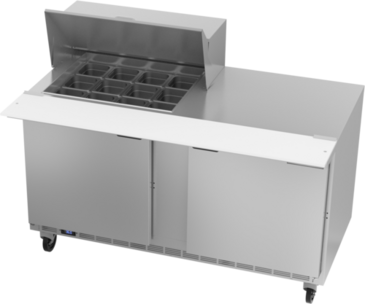 Beverage Air SPE60HC-12M 60'' 2 Door Counter Height Mega Top Refrigerated Sandwich / Salad Prep Table