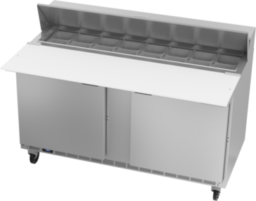 Beverage Air SPE60HC-16C 60'' 2 Door Counter Height Refrigerated Sandwich / Salad Prep Table with Cutting Top